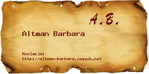 Altman Barbara névjegykártya